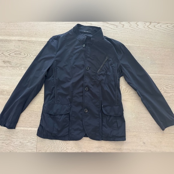 Unisex Giorgio Armani Nylon Jacket Leather Piping detail size L (Italian 52)